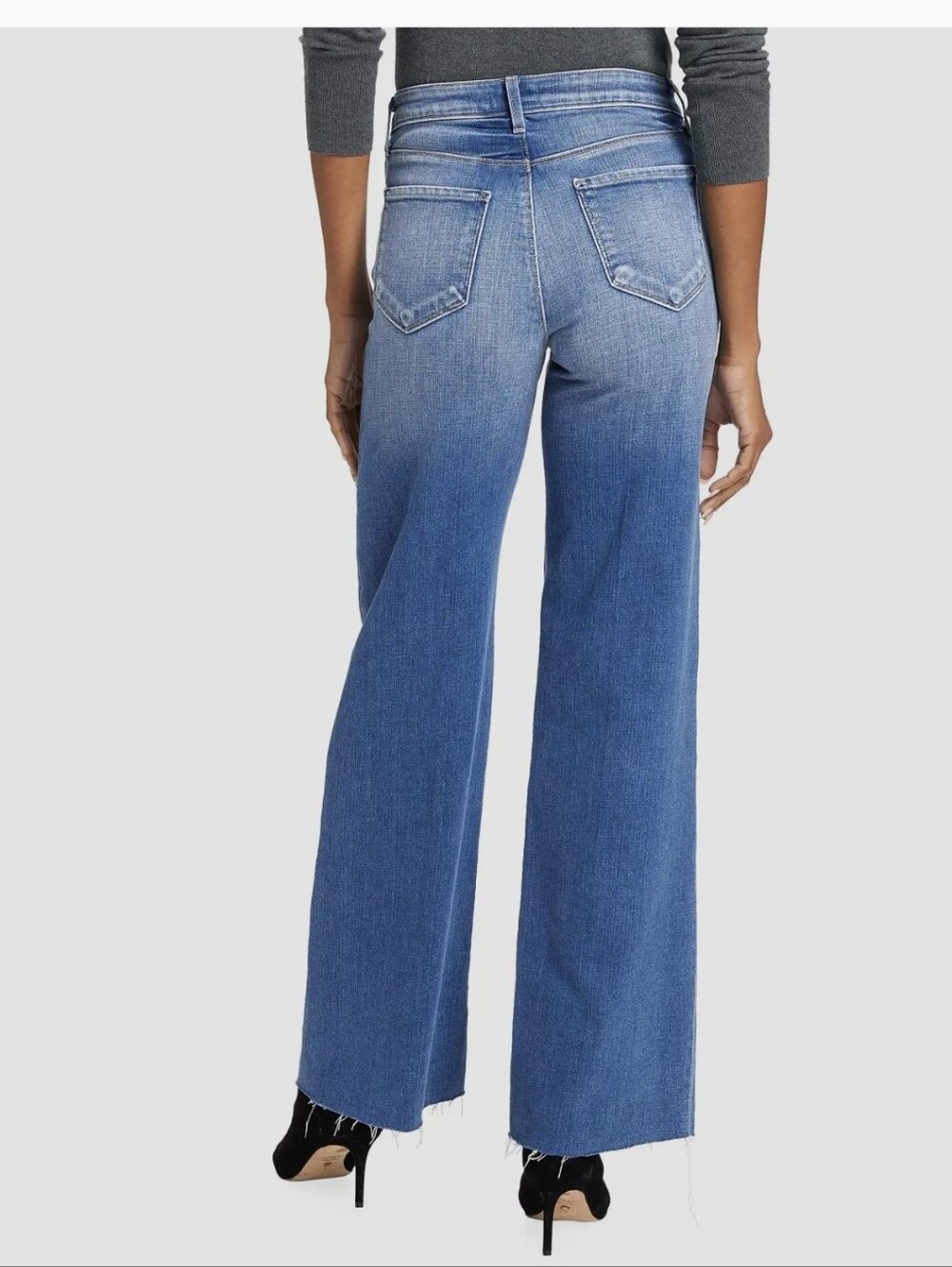 L'AGENCE Wide-Leg High-Rise Jeans — Medium Blue Fade Mid Rise 29"